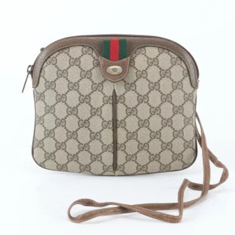 Gucci GG Supreme Leather Messenger Crossbody Bag Business Brown